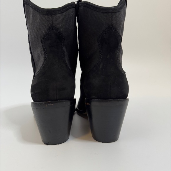 Dolce Vita Black Suede Western Ankle Booties — Metallic Gold Cap Toe, Size 8 - Picture 5 of 8